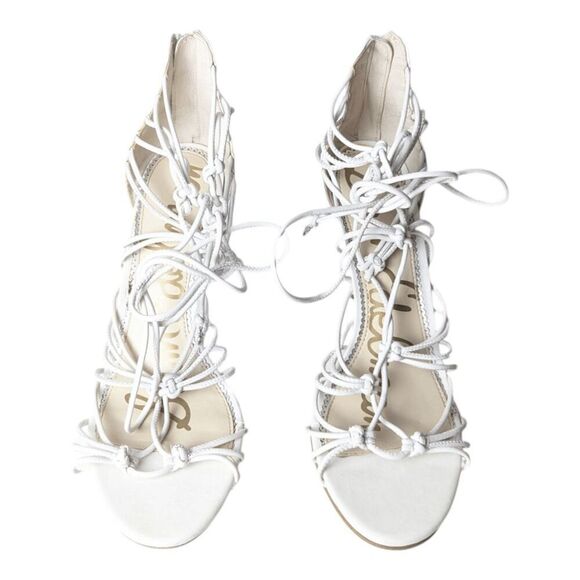 SAM EDELMAN Adella Strappy White Leather Heeled Sandals Size 11M - Picture 4 of 7